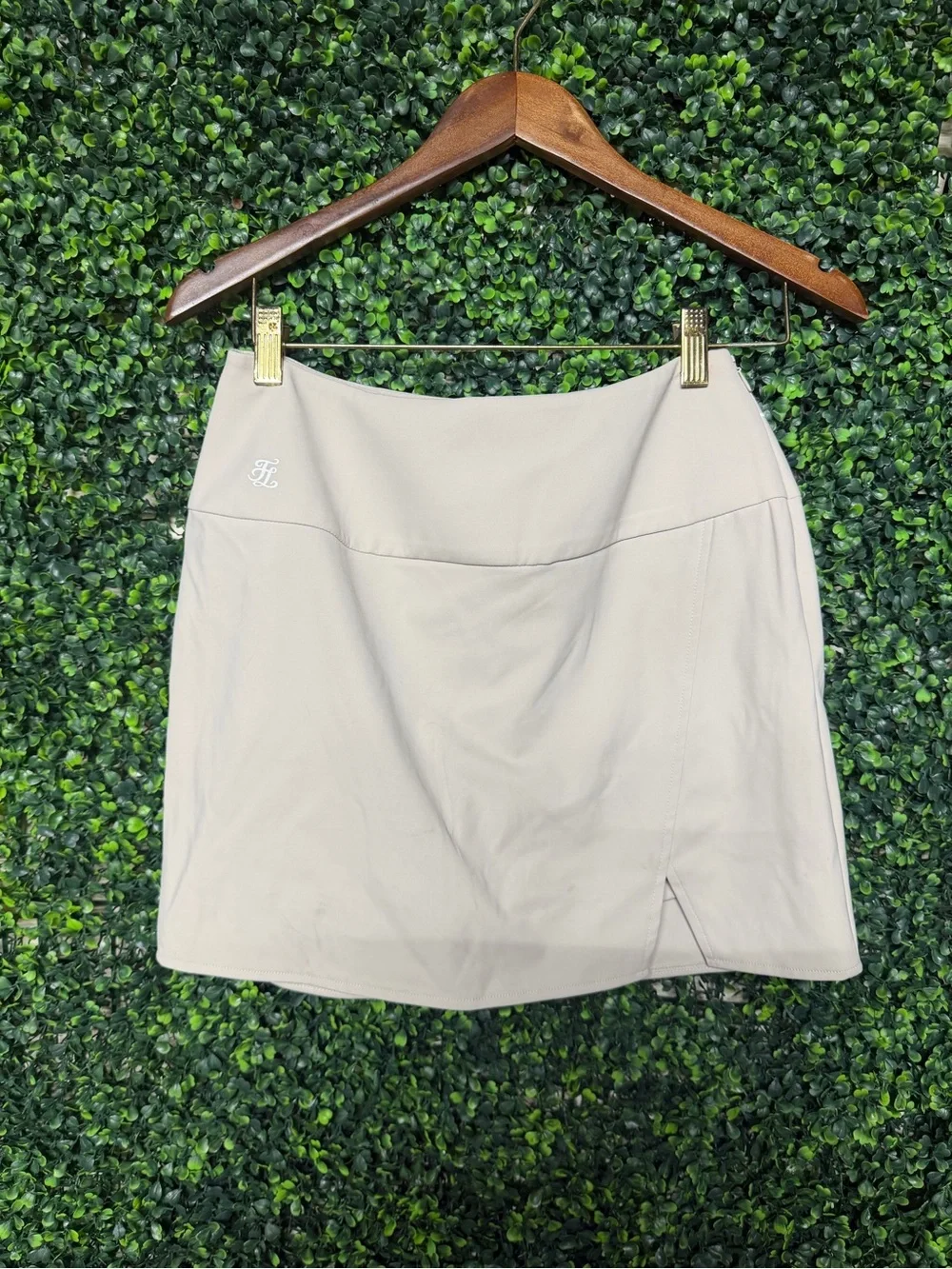 Fair Liar Set Neutral Short-Sleeve Zip Polo Top and Skirt - Cream color